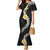 Pacific Hibiscus and Plumeria with Tapa Pattern Family Matching Mermaid Dress and Hawaiian Shirt Black Color