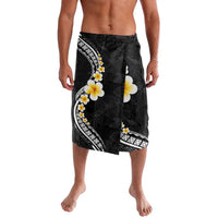 Pacific Hibiscus and Plumeria with Tapa Pattern Lavalava Black Color LT03 Black - Polynesian Pride