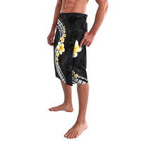 Pacific Hibiscus and Plumeria with Tapa Pattern Lavalava Black Color LT03 - Polynesian Pride