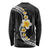 Pacific Hibiscus and Plumeria with Tapa Pattern Long Sleeve Shirt Black Color