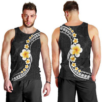 Pacific Hibiscus and Plumeria with Tapa Pattern Men Tank Top Black Color LT03 - Polynesian Pride
