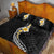 Pacific Hibiscus and Plumeria with Tapa Pattern Quilt Bed Set Black Color