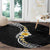 Pacific Hibiscus and Plumeria with Tapa Pattern Round Carpet Black Color