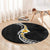 Pacific Hibiscus and Plumeria with Tapa Pattern Round Carpet Black Color