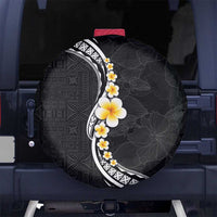 Pacific Hibiscus and Plumeria with Tapa Pattern Spare Tire Cover Black Color LT03 - Polynesian Pride