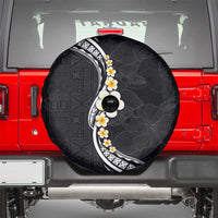 Pacific Hibiscus and Plumeria with Tapa Pattern Spare Tire Cover Black Color LT03 - Polynesian Pride