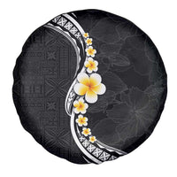 Pacific Hibiscus and Plumeria with Tapa Pattern Spare Tire Cover Black Color LT03 - Polynesian Pride