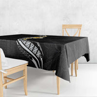 Pacific Hibiscus and Plumeria with Tapa Pattern Tablecloth Black Color LT03 - Polynesian Pride