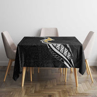 Pacific Hibiscus and Plumeria with Tapa Pattern Tablecloth Black Color LT03 - Polynesian Pride
