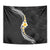 Pacific Hibiscus and Plumeria with Tapa Pattern Tapestry Black Color