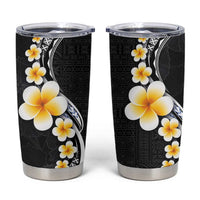 Pacific Hibiscus and Plumeria with Tapa Pattern Tumbler Cup Black Color LT03 Black - Polynesian Pride