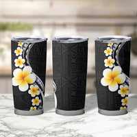 Pacific Hibiscus and Plumeria with Tapa Pattern Tumbler Cup Black Color LT03 - Polynesian Pride