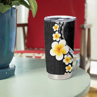 Pacific Hibiscus and Plumeria with Tapa Pattern Tumbler Cup Black Color LT03 - Polynesian Pride