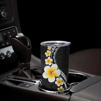 Pacific Hibiscus and Plumeria with Tapa Pattern Tumbler Cup Black Color LT03 - Polynesian Pride