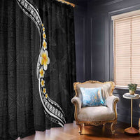 Pacific Hibiscus and Plumeria with Tapa Pattern Window Curtain Black Color LT03 - Polynesian Pride