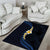 Pacific Hibiscus and Plumeria with Tapa Pattern Area Rug Dark Blue Color