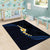 Pacific Hibiscus and Plumeria with Tapa Pattern Area Rug Dark Blue Color