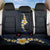 Pacific Hibiscus and Plumeria with Tapa Pattern Back Car Seat Cover Dark Blue Color