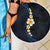 Pacific Hibiscus and Plumeria with Tapa Pattern Beach Blanket Dark Blue Color