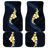 Pacific Hibiscus and Plumeria with Tapa Pattern Car Mats Dark Blue Color LT03 - Polynesian Pride