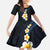 Pacific Hibiscus and Plumeria with Tapa Pattern Family Matching Mermaid Dress and Hawaiian Shirt Dark Blue Color