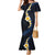 Pacific Hibiscus and Plumeria with Tapa Pattern Family Matching Mermaid Dress and Hawaiian Shirt Dark Blue Color