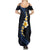 Pacific Hibiscus and Plumeria with Tapa Pattern Family Matching Summer Maxi Dress and Hawaiian Shirt Dark Blue Color