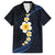 Pacific Hibiscus and Plumeria with Tapa Pattern Hawaiian Shirt Dark Blue Color