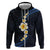 Pacific Hibiscus and Plumeria with Tapa Pattern Hoodie Dark Blue Color