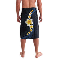 Pacific Hibiscus and Plumeria with Tapa Pattern Lavalava Dark Blue Color LT03 - Polynesian Pride