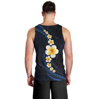 Pacific Hibiscus and Plumeria with Tapa Pattern Men Tank Top Dark Blue Color LT03 - Polynesian Pride