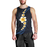 Pacific Hibiscus and Plumeria with Tapa Pattern Men Tank Top Dark Blue Color LT03 - Polynesian Pride