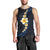 Pacific Hibiscus and Plumeria with Tapa Pattern Men Tank Top Dark Blue Color