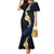 Pacific Hibiscus and Plumeria with Tapa Pattern Mermaid Dress Dark Blue Color