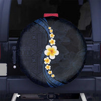 Pacific Hibiscus and Plumeria with Tapa Pattern Spare Tire Cover Dark Blue Color LT03 - Polynesian Pride