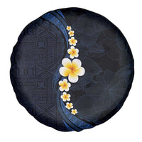 Pacific Hibiscus and Plumeria with Tapa Pattern Spare Tire Cover Dark Blue Color LT03 - Polynesian Pride