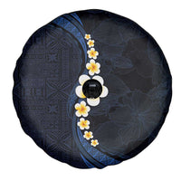Pacific Hibiscus and Plumeria with Tapa Pattern Spare Tire Cover Dark Blue Color LT03 - Polynesian Pride