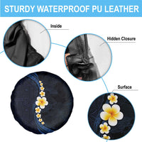 Pacific Hibiscus and Plumeria with Tapa Pattern Spare Tire Cover Dark Blue Color LT03 - Polynesian Pride