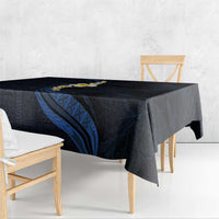 Pacific Hibiscus and Plumeria with Tapa Pattern Tablecloth Dark Blue Color LT03 - Polynesian Pride
