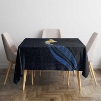 Pacific Hibiscus and Plumeria with Tapa Pattern Tablecloth Dark Blue Color LT03 - Polynesian Pride