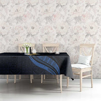 Pacific Hibiscus and Plumeria with Tapa Pattern Tablecloth Dark Blue Color LT03 - Polynesian Pride