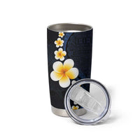 Pacific Hibiscus and Plumeria with Tapa Pattern Tumbler Cup Dark Blue Color LT03 - Polynesian Pride