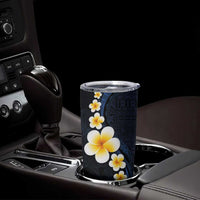 Pacific Hibiscus and Plumeria with Tapa Pattern Tumbler Cup Dark Blue Color LT03 - Polynesian Pride