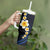 Pacific Hibiscus and Plumeria with Tapa Pattern Tumbler With Handle Dark Blue Color