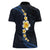 Pacific Hibiscus and Plumeria with Tapa Pattern Women Polo Shirt Dark Blue Color