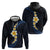 Pacific Hibiscus and Plumeria with Tapa Pattern Zip Hoodie Dark Blue Color