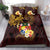 Tonga Ngatu and Hibiscus with Polynesian Tattoo Bedding Set Gold and Oxblood Color