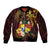 Tonga Ngatu and Hibiscus with Polynesian Tattoo Bomber Jacket Gold and Oxblood Color