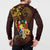 Tonga Ngatu and Hibiscus with Polynesian Tattoo Button Sweatshirt Gold and Oxblood Color