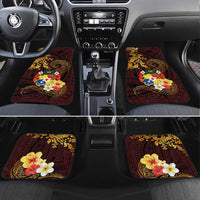 Tonga Ngatu and Hibiscus with Polynesian Tattoo Car Mats Gold and Oxblood Color LT03 Set 4pcs Oxblood - Polynesian Pride